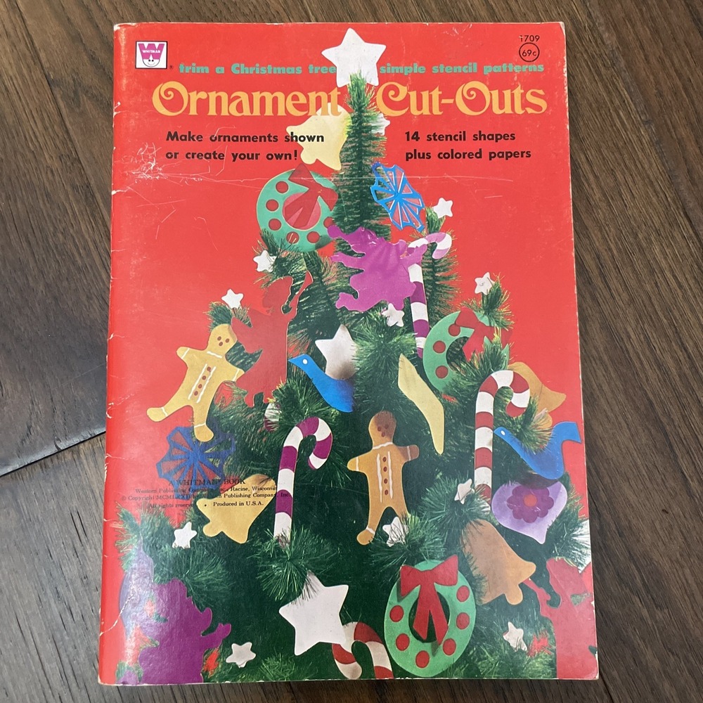 Vintage Whitman Trim Decorate A Tree Press Out Ornaments 1971 Christmas Cutouts‎